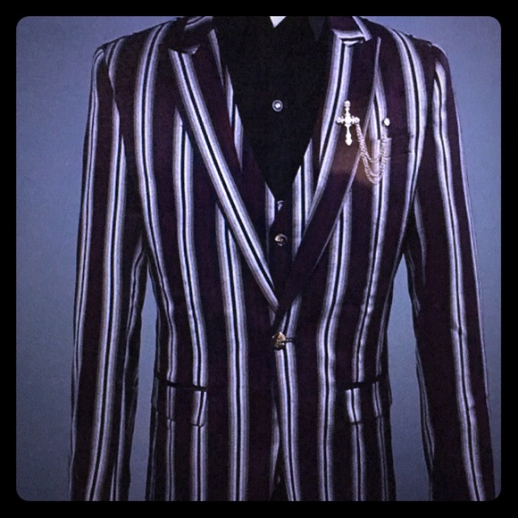 Punk Trash Royalty 3 piece slim fit striped suit - Picture 2 of 8